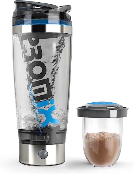 The Promixx Pro Shaker is a powerful rechargeable bottle designed specifically for creating smooth and lump-free protein shakes