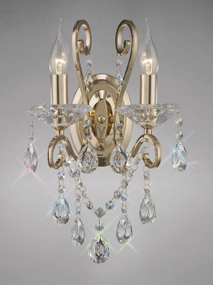 Diyas il32062 vela crystal wall light in french gold