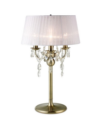 Diyas il30065/wh olivia 3 light table lamp in antique brass with white shade