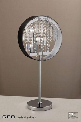 Il30234 6 light chrome and crystal table lamp