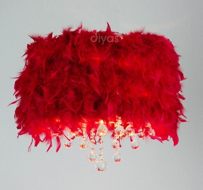 Diyas il30741/rd ibis semi flush ceiling light with red shade
