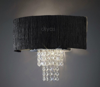 Diyas il30271/bl nerissa black and crystal wall light
