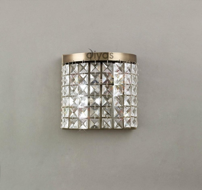Diyas il30091 cortina crystal wall light in antique brass finish