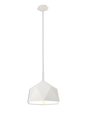 Eden 1 light ceiling pendant in white and silver inner finish