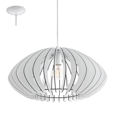 Eglo 95254 cossano 2 one light ceiling pendant light in white wood - dia: 500mm