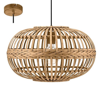 Eglo 49771 amsfield 1 light oval ceiling pendant light in wood - diameter: 380mm
