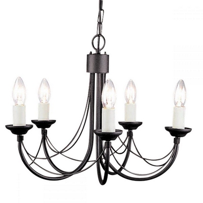 Elstead cb5 black carisbrooke 5 light multi-arm chandelier in black - fitting only