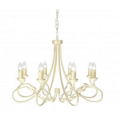 Elstead ov8 ivory/gold olivia 8 light chandelier light in ivory/gold - fitting only