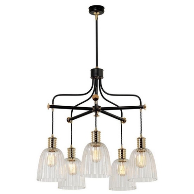 Elstead douille5 bpb 5 arm chandelier ceiling light in black and polished brass - fitting only